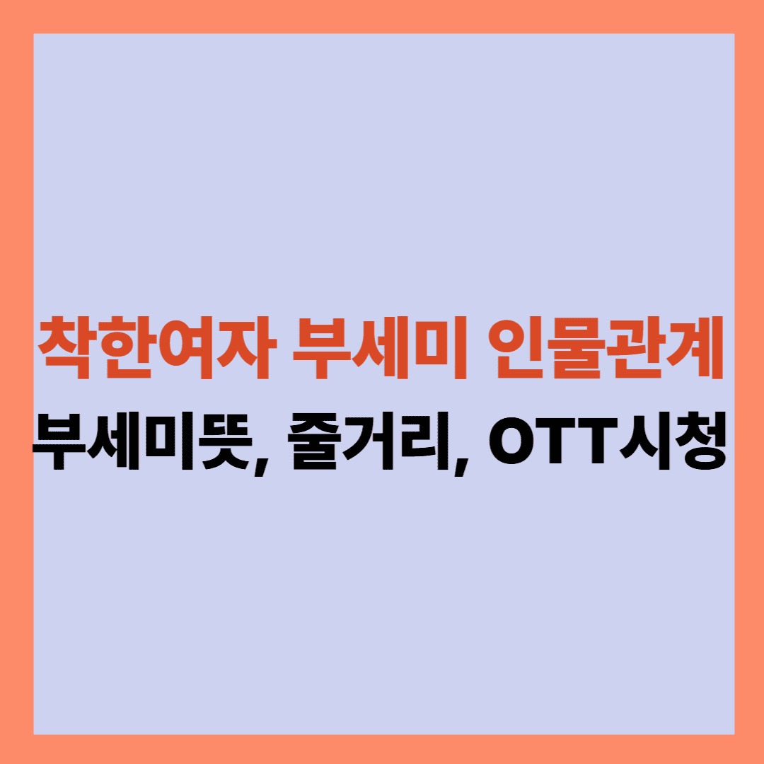 착한여자 부세미 인물관계도, 부세미뜻, 줄거리, OTT시청방법을 정리한 사진